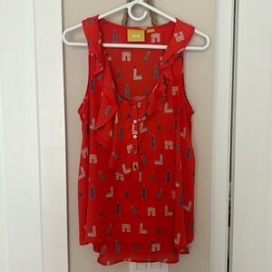 Maeve Parisian coral ruffle top